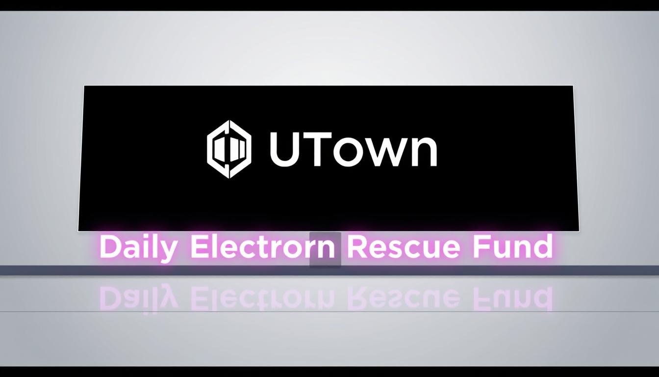 A striking, minimalist illustration of the UTown entertainment city's "Daily Electronic Rescue Fund" service. Set against a clean, monochromatic background, a stylized representation of the UTown logo prominently takes center stage, conveying the brand's identity and authority. The logo is rendered with crisp, geometric shapes and clean lines, evoking a sense of modernity and digital precision. The overall composition is balanced and visually appealing, drawing the viewer's attention to the key details of the service being highlighted. The image should convey a sense of professionalism, reliability, and accessibility for the UTown "Daily Electronic Rescue Fund" offering.
